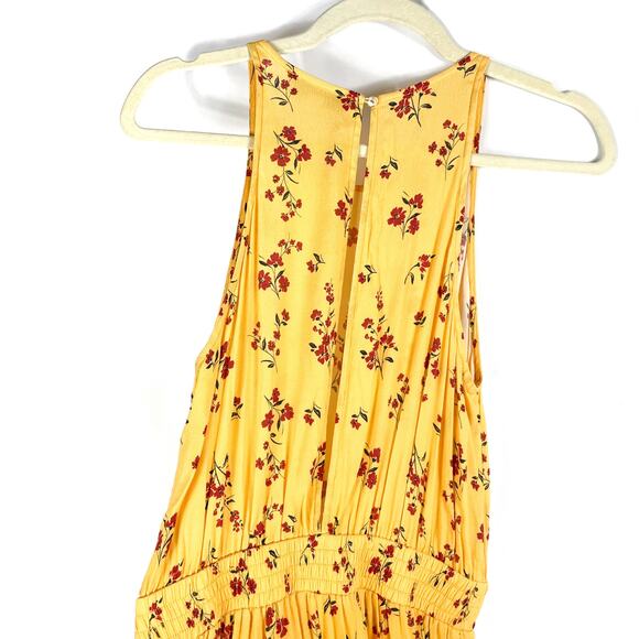 Thakoon‎ Floral Jumpsuit Yellow Smocked Waist Wide Leg Sleeveless Sz 4 - Picture 12 of 14
